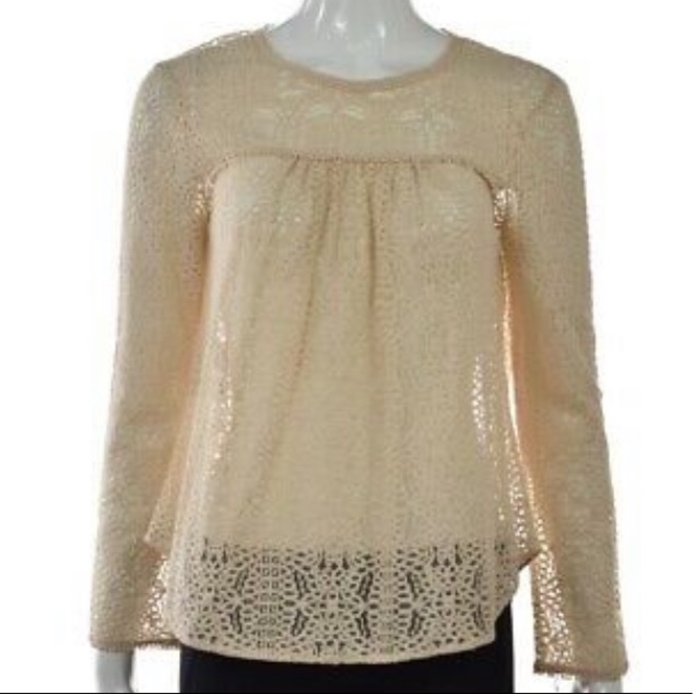RACHAEL Rachael Roy Cream Lace Long Sleeve Blouse - Picture 2 of 13